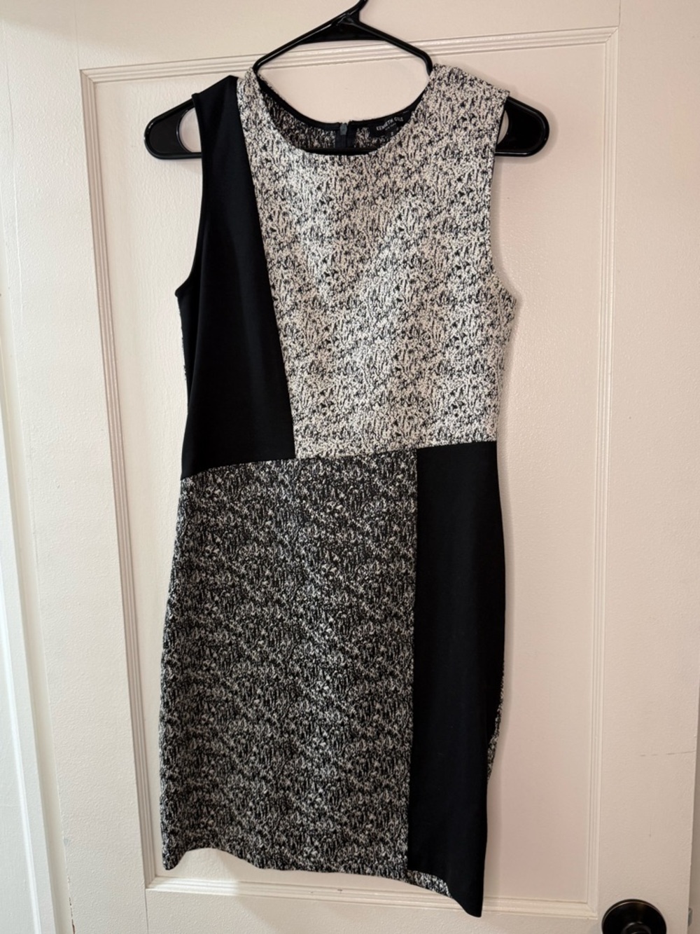 Kenneth Cole Black and Gray Colorblock Sheath Dress